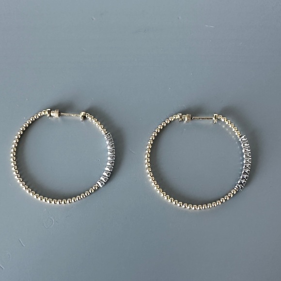 Gabriel & Co. 14K Yellow Gold 40mm Bujukan Diamond Classic Hoop Earrings - Picture 4 of 8